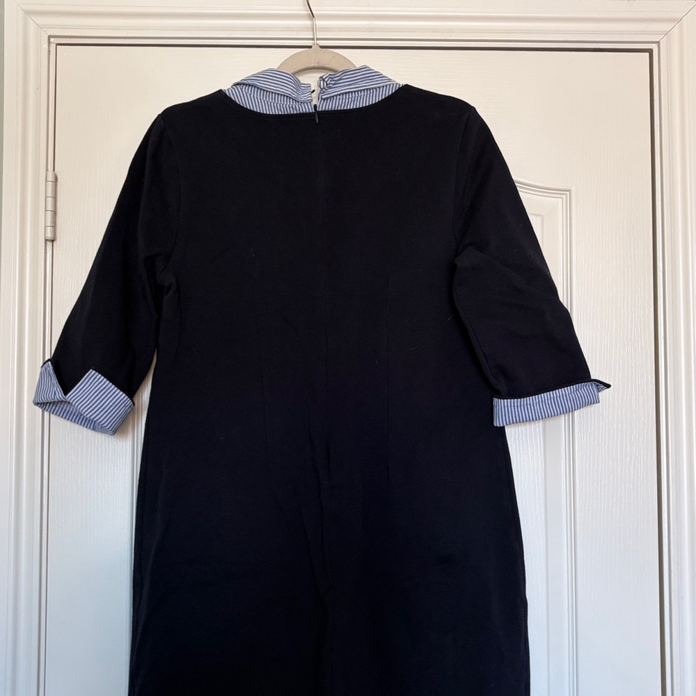 Talbots Navy Dress with Blue-White Stripe Collar - Picture 4 of 8